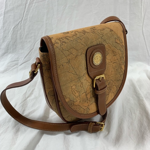 Genuine vintage PIERRE BALMAIN world map saddle bag crossbody - Picture 7 of 14